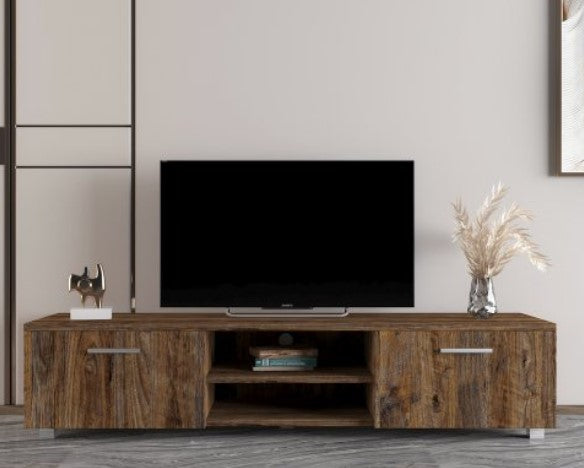 JINS & VICO TV Stand for 70 Inch TV Stands, Media Console Entertainment Center Television Table, 2 Storage Cabinet with Open Shelves for Living Room Bedroom Espresso