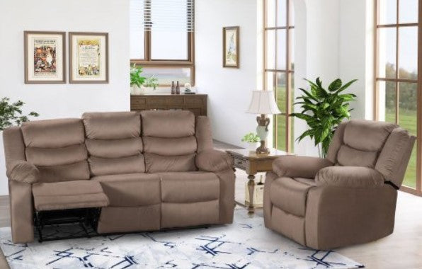 Home Theater Seating Manual Recliner, Velvet Upholstered Reclining Sofa Set for Living Room (1+3 Seat）