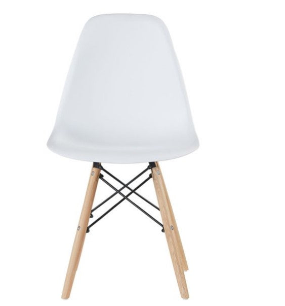 Simple Fashion Leisure Plastic Chair, Environmental Protection pp Material Thickened Seat, Surface Solid Wood Leg Dressing Stool Restaurant Outdoor Cafe Chair, Set of 1, White