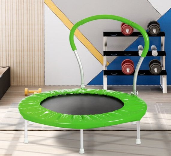 36x36x32.65inch 220lbs Load Kids Trampoline With Handle Bar, Indoor Outdoor Mini Recreational Trampoline For Toddler Boys Girls, Green