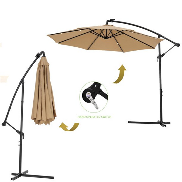 15 FT Double-Sided Patio large Umbrella, Outdoor Beach Twin Umbrella, Heavy-Duty Market Umbrella with Wind, Vents and Crank Fade-Resistant Fabric for Garden Deck Backyard Pool Shade Outside, Tan