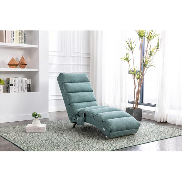 Triple Tree Massage Chaise Lounge, Ergonomic Electric Recliner Chair with Remote Control, Modern Long Lounger for Living Room Bedroom, Teal