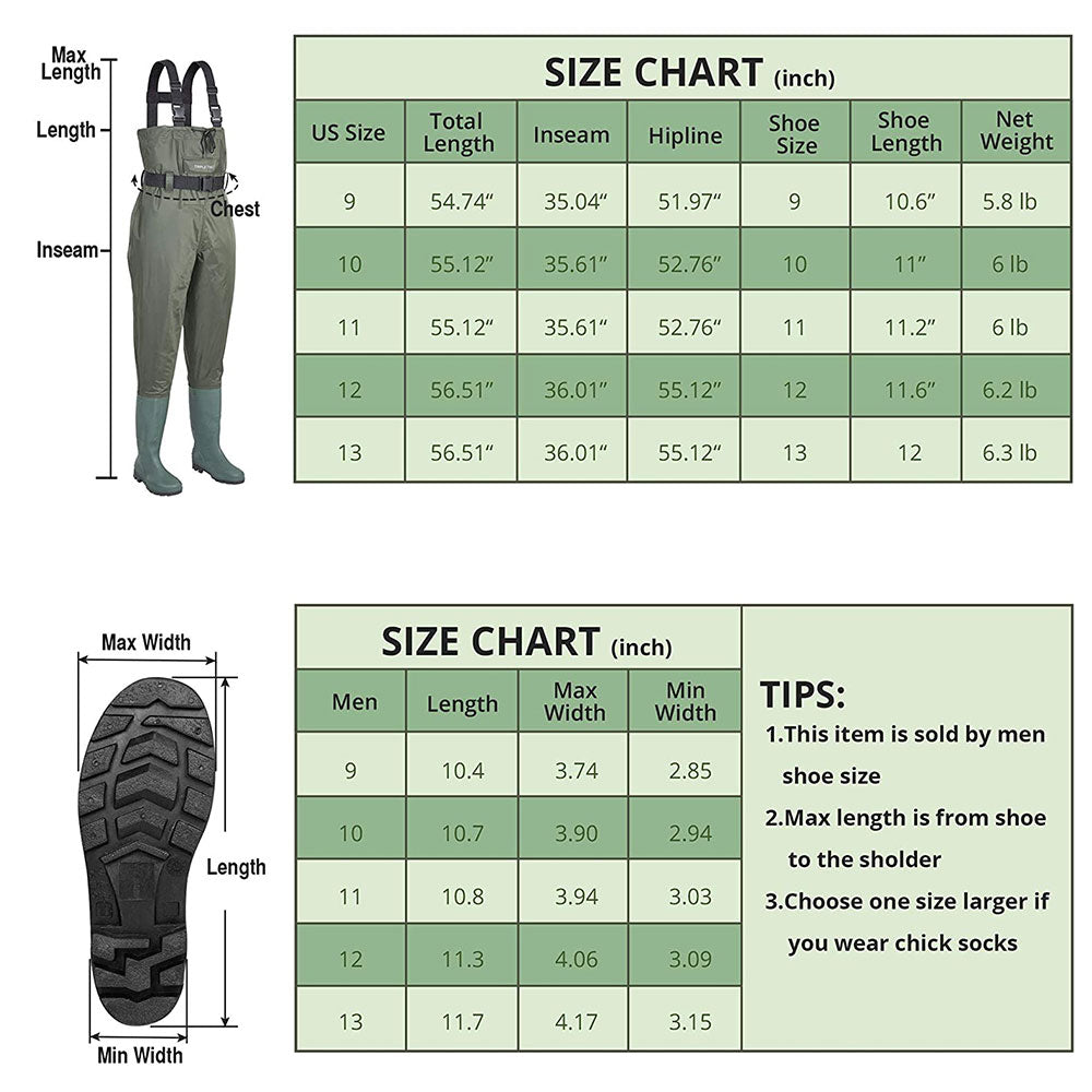 TRIPLETREE Hunting Fishing Chest Waders With Boots and Wading Belt For –  tripletreebrands