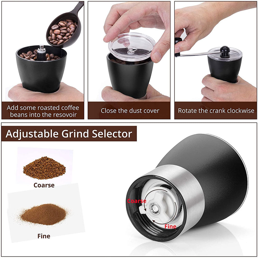 Manual Coffee Grinder Fine to Coarse - Portable Espresso Grinder