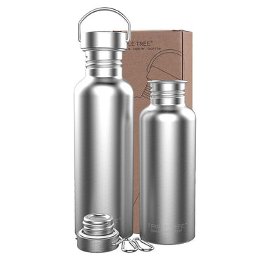 TRIPLETREE Uninsulated Single Walled Stainless Steel 18/8 (34 Ounces) Sports Water Bottle