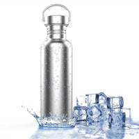 TRIPLETREE Uninsulated Single Walled Stainless Steel 18/8 (34 Ounces) Sports Water Bottle