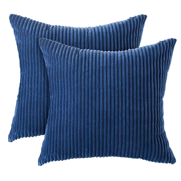 TRIPLETREE Throw Pillow Cover Pack of 2 Striped Corduroy Velvet 18X18 inch