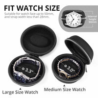 TRIPLETREE 2 Pack Single Travel Watch Box with Soft Velvet Interior and Durable Enhanced Zipper