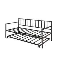 Twin Daybed with Trundle,Multifunctional Metal Lounge Daybed Frame,for Living Room Guest Room