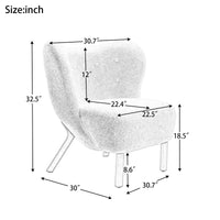 Modern Accent Chair, Soft Lambskin Sherpa Wingback Tufted Side Chair with Solid Wood Legs Ergonomics Sofa Chair for Living Room Bedroom Office, Blush