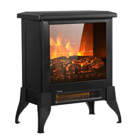 1400W Freestanding Fireplace with A Rocker Heating Switch Button and A Temperature Control Knob, Fake Wood Heater