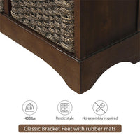 Storage Chest with 2 Drawers and 4 Rattan Baskets, Wood Accent Cabinet Hallway Side Table farmhouse cabinet for Kitchen Living Room, Dining Room, Entryway(Espresso)