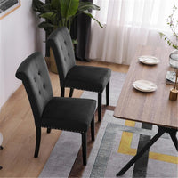Set of 2 Dining Chair with Nailhead Decoration, Velvet Chairs sets with High Backrest