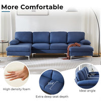 Modular Sofa, Sectional Couch U Shaped Sofa Couch with Ottoman, Memory Foam, 6 Seat Modular Sectionals Sofa Couch with Chaise, Shaped Couch with Reversible Chaise Sofa Set for Living Room, Navy Blue