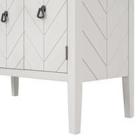 Accent Storage Sideboard Cabinet, Modern Wooden Console Table with Adjustable Shelf and 3 Antique Doors, Floor Sideboard Console Table, Kitchen Entryway Buffet Cabinet for Hallway, Bedroom(White)