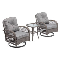 3 Pieces Patio Furniture Set,Swivel Rocking Chairs Patio Chairs Set of 2 and Side Table,3 Piece Wicker Patio Bistro Set with Padded Cushions,for Patio Deck Porch Balcony