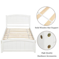 Twin Bed Frame for Kids Girls Adults, Wood Platform Bed with Headboard, Footboard and Solid Wood Slat Support, No Box Spring Needed, White