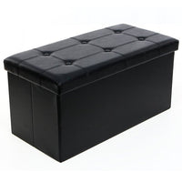 30''L Foldable Footstool, Storage Ottoman, Black