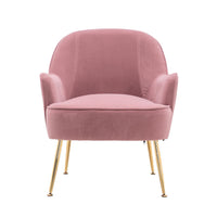 Accent Chair with Arms Upholstered Velvet Side Chairs for Living Room Bedrooms Comfy Decortive Modern Mid-Back Leisure Chair with Adjustable Footpad(Pink)