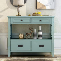 Farmhouse Style Table, Wood Console Table with Drawers and Storage Shelf for Entryway, Living Room and Bedroom, Green