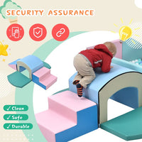 Soft Foam Playset, Safe Soft Zone Single-Tunnel Foam Climber for Kids, Lightweight Active Play Structure with Slide Stairs and Ramp for Beginner Toddlers Climb and Crawl, Indoor & Outdoor Toys