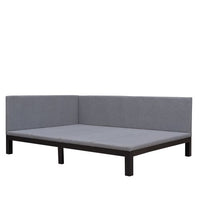 Twin Daybed, Twin Size Upholstered Daybed, Mid Century Linen Fabric Sofa Bed with a Backrest and Armrests, Wood Daybed Frame with Cushion for Living Room Bedroom