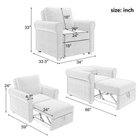 3-in-1 Sofa Bed Chair, Convertible Sleeper Chair Bed,Adjust Backrest Into a Sofa,Lounger Chair,Single Bed,Modern Chair Bed Sleeper for Adults,Beige