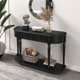 Retro Circular Curved Design Console Table with Open Style Shelf Solid Wooden Frame and Legs Two Top Drawers,for living room, entryway,Black