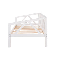 JINS&VICO Twin Size Daybed with Under Bed Storage, Wood Twin Bed Frame with Slat Support for Kids Teens Adults, Dual-use Sofa Bed for Bedroom Living Room, No Box Spring Required, White