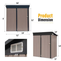 Outdoor Storage Shed, 5x3 ft Metal Sheds & Outdoor Storage Shed Organizer, Garden Tool Bike Shed with Lockable Door, Garden Tool House, Waterproof Design for Backyard, Patio, Lawn, Black