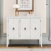 Accent Storage Sideboard Cabinet, Modern Wooden Console Table with Adjustable Shelf and 3 Antique Doors, Floor Sideboard Console Table, Kitchen Entryway Buffet Cabinet for Hallway, Bedroom(White)
