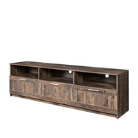 TV Cabinet, 80'' TV Stand Media Stand Console Table with 3 Open Storage Spaces & 3 Drawers, Modern Minimalist Open Locker Entertainment Center Television Stand for Living Room Bedroom, Walnut