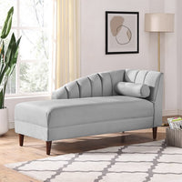 Chaise Lounge Indoor,Velvet Upholstered Chaise Lounge Chair with Armrest and One Pillow,Living Room Lounge Chair with Solid Wood Frame & Legs,Velvet Sofa Recliner Couch for Bedroom Office,Grey