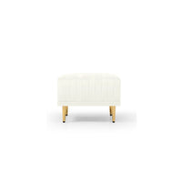 Modern Channel Tufted Ottoman, Velvet Upholstered Bench Footrest Stool Accent Bench with Gold Legs, Soft Compact Padded Stool Home Decor for Entryway Living Room Bedroom, Beige