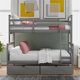 Twin Over Full Bunk Bed with Two Storage Drawers, Ladder and Safety Guardrail for Kids, Teens, Adults, No Spring Box Needed, Gray