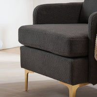 Modern Teddy Accent Chair, Living Room Chair, Club Chair Upholstered Tufted Decorative Reading Chair, Corner Side Chair, Vanity Chair for Bedroom, Living Room (Dark Gray)
