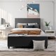 Queen Size Platform Bed with Storage Ottoman, No Springn Box Needed, Dark Gray