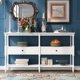 Console Table, Rustic Sofa Table with Open Storage Shelf and 2 Drawers, Buffets Sideboards for Living Room, Hallway & Dining Room, White
