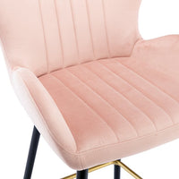 Set of 2 Bar Stools with Armrest and Backrest, Counter Height Dining Chairs with Footrest and Metal Legs, Upholstered Stools for Kitchen, Island, Coffee Shop, Bar, Home and Balcony, Pink