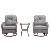 3 Pieces Patio Furniture Set,Swivel Rocking Chairs Patio Chairs Set of 2 and Side Table,3 Piece Wicker Patio Bistro Set with Padded Cushions,for Patio Deck Porch Balcony