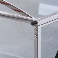 Stainless Steel Rectangular Accent Glass Coffee Table for Living Room- 46.8" Modern Sleek Center Table with Lounge Table with Clear Tempered Glass(Silver)