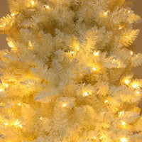 6.5FT Artificial White Christmas Tree Prelit, Pencil Christmas Tree, Slim Christmas Tree with Lights & 719 Tips for Indoor Home Christmas Decoration
