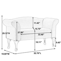 52 Inch Kids Sofa, Modern Linen Upholstered Loveseat Sofa with Padded Backrest and Wood Legs, Lounge Sofa with Armrest for Living Room Office, Easy Assembly, Blue