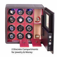 12 Pieces Intelligent Watch Winder Safe with Jewelry Storage